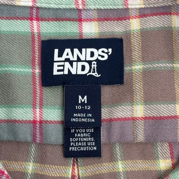 Lands End Multicolor Plaid Flannel Shirt Womens Size Medium 10-12 Ruffle Collar - Picture 8 of 11